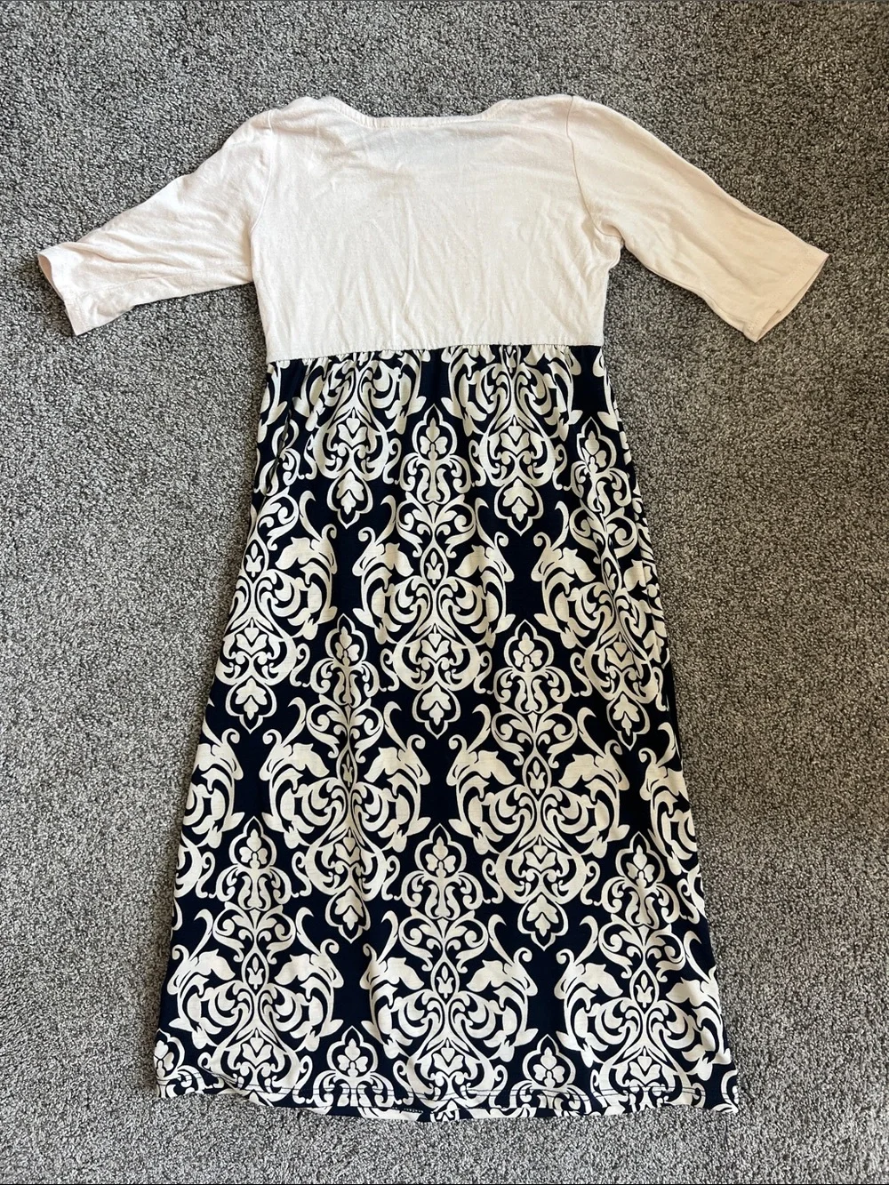 Pomelo Cream Top Navy and Cream Patterned Skirt Girls Casual Dress